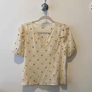 Madewell sheer blouse with embroidery